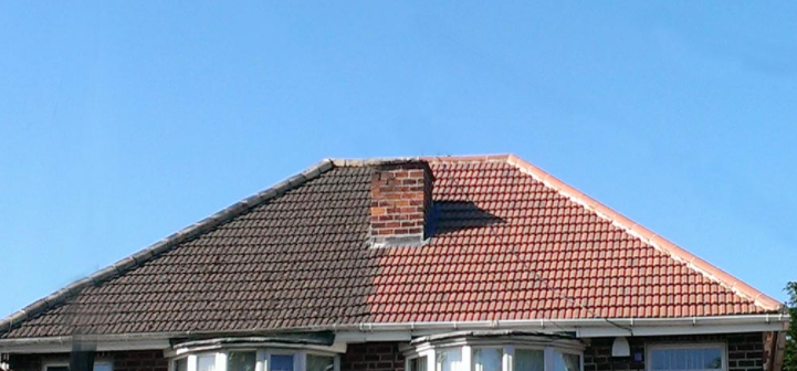 old and new roof - Roof replacement project